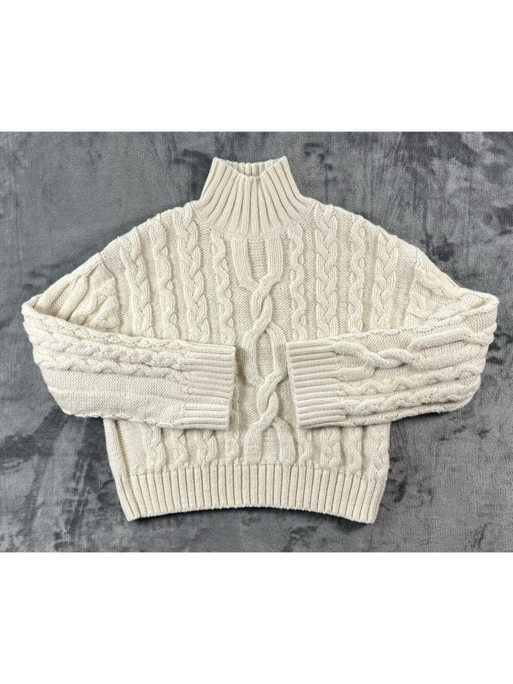 H&M Cable Knit Turtleneck Sweater Women’s Small Ivory Cottage Fisherman - Picture 1 of 6